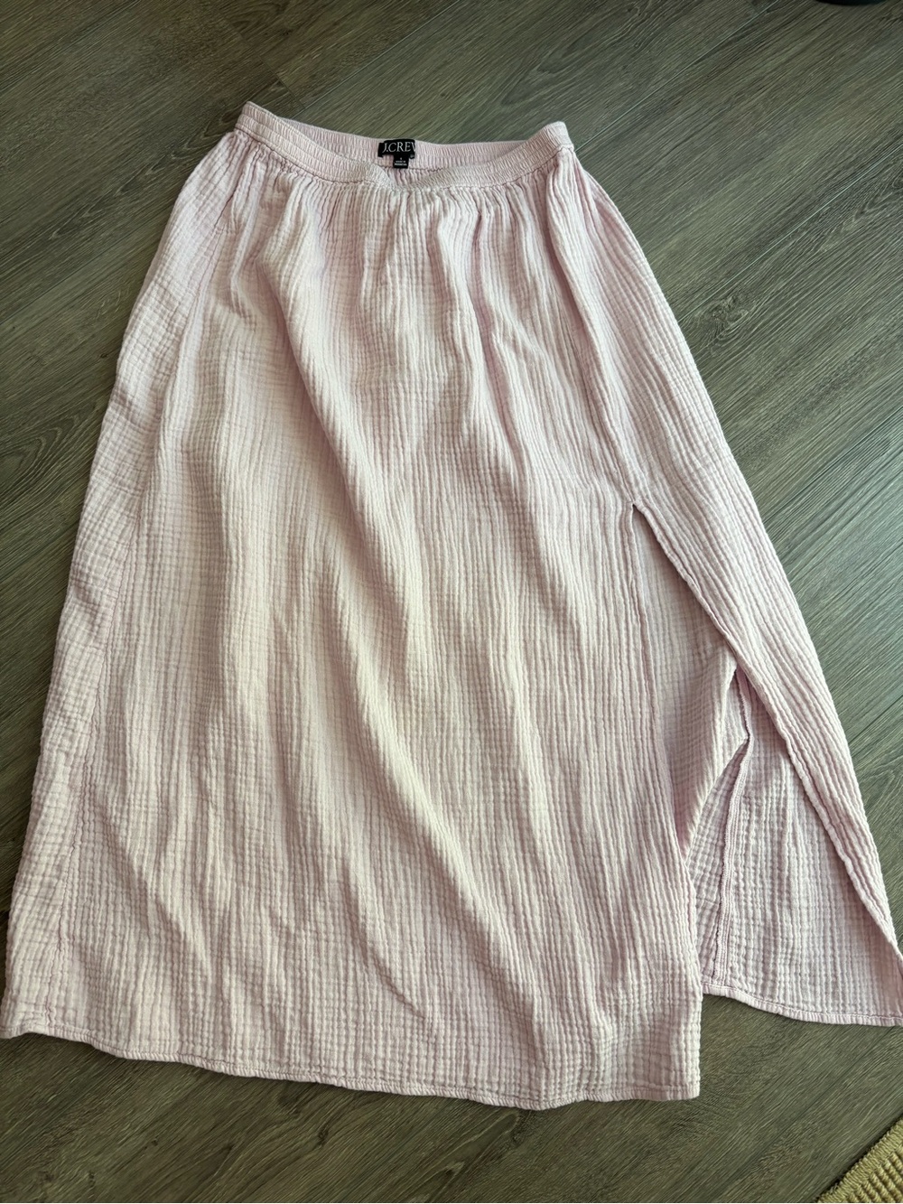 J. Crew Pale Pink Textured Midi Skirt with Side Slit